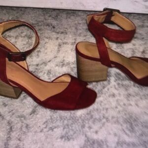 Nina Red Block Heel Sandals